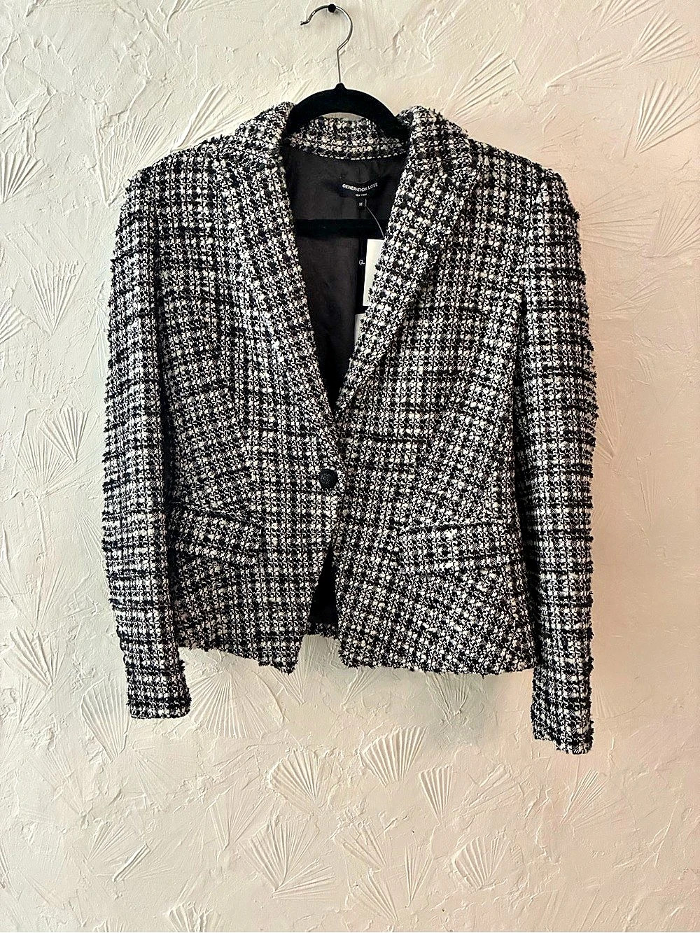 Generation Love Elsa Windowpane Tweed Blazer Black & White- NWT